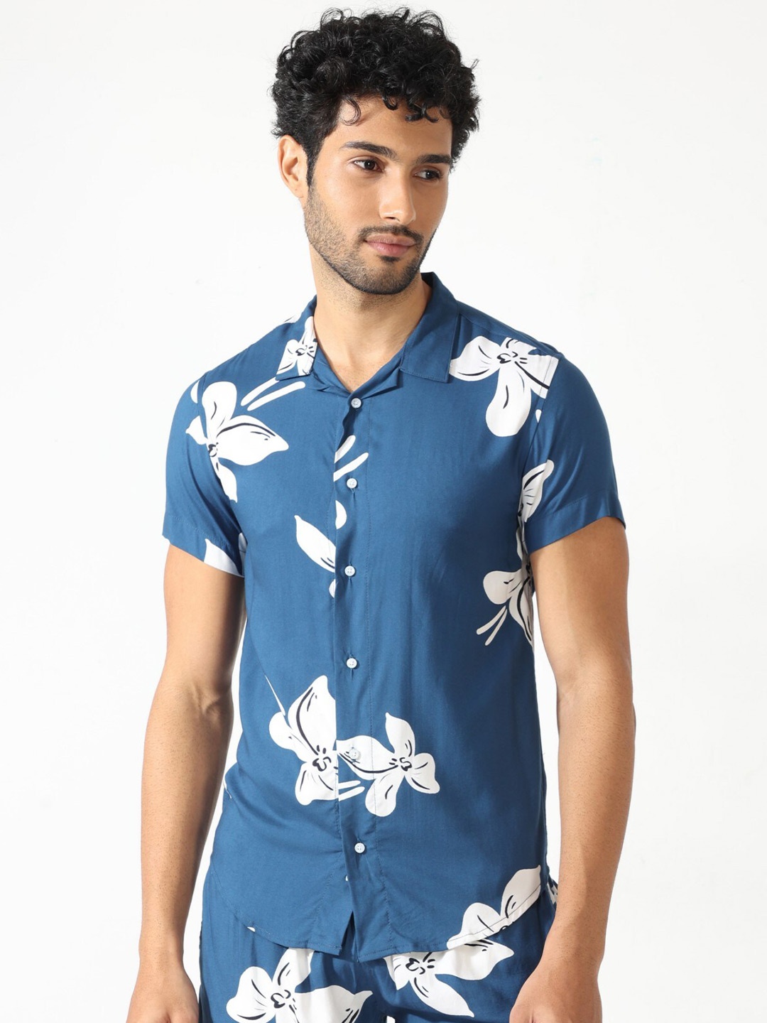 

BADMAASH Floral Print Shirt & Short, Blue