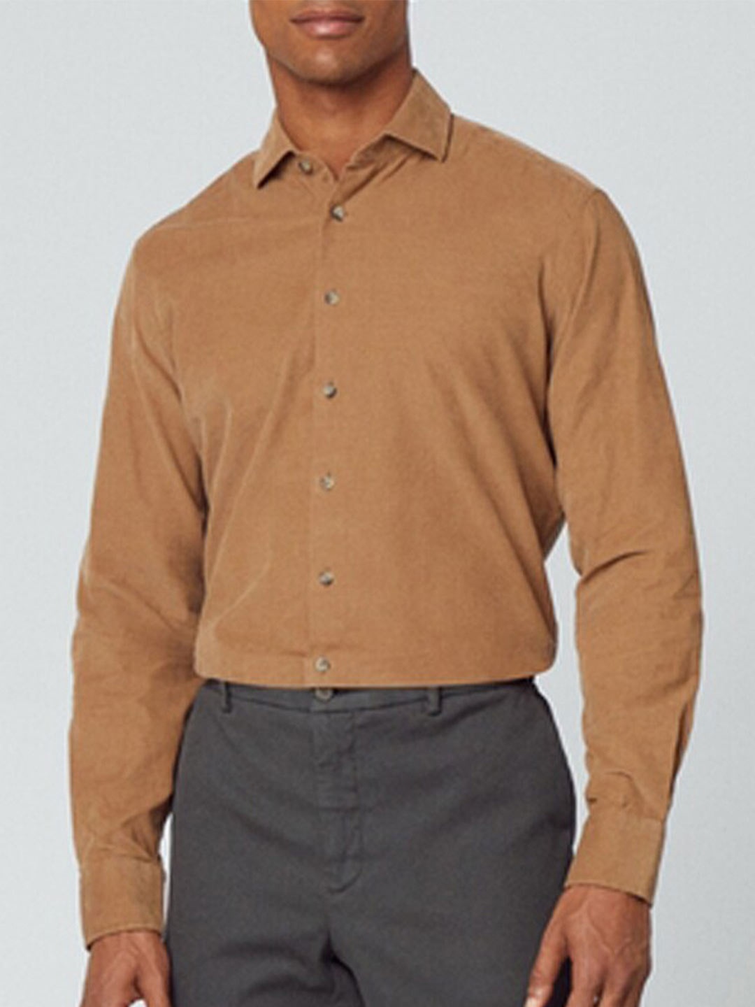 

HACKETT LONDON Slim Fit Cotton Corduroy Formal Shirt, Brown