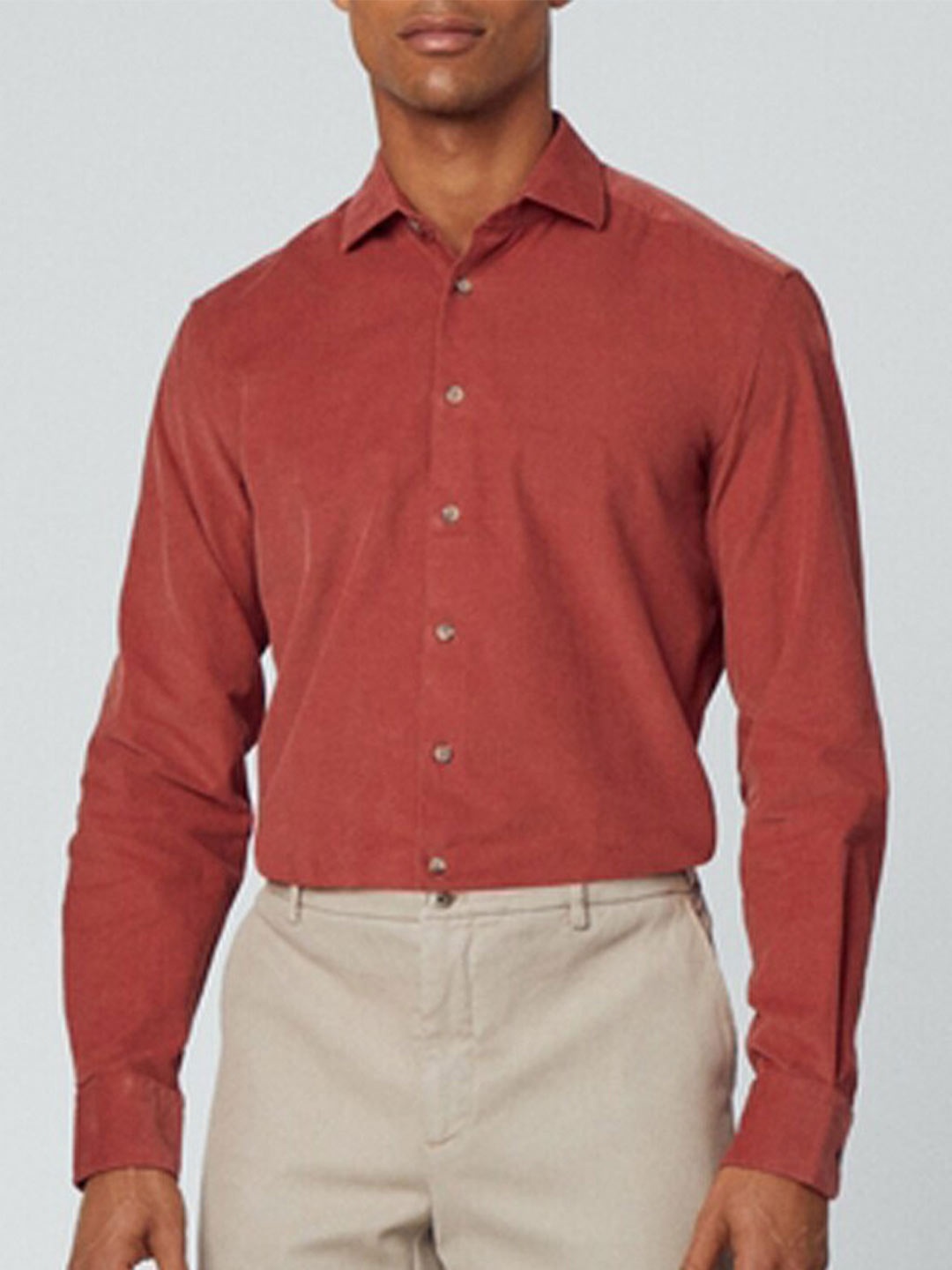 

HACKETT LONDON Slim Fit Cotton Corduroy Formal Shirt, Red