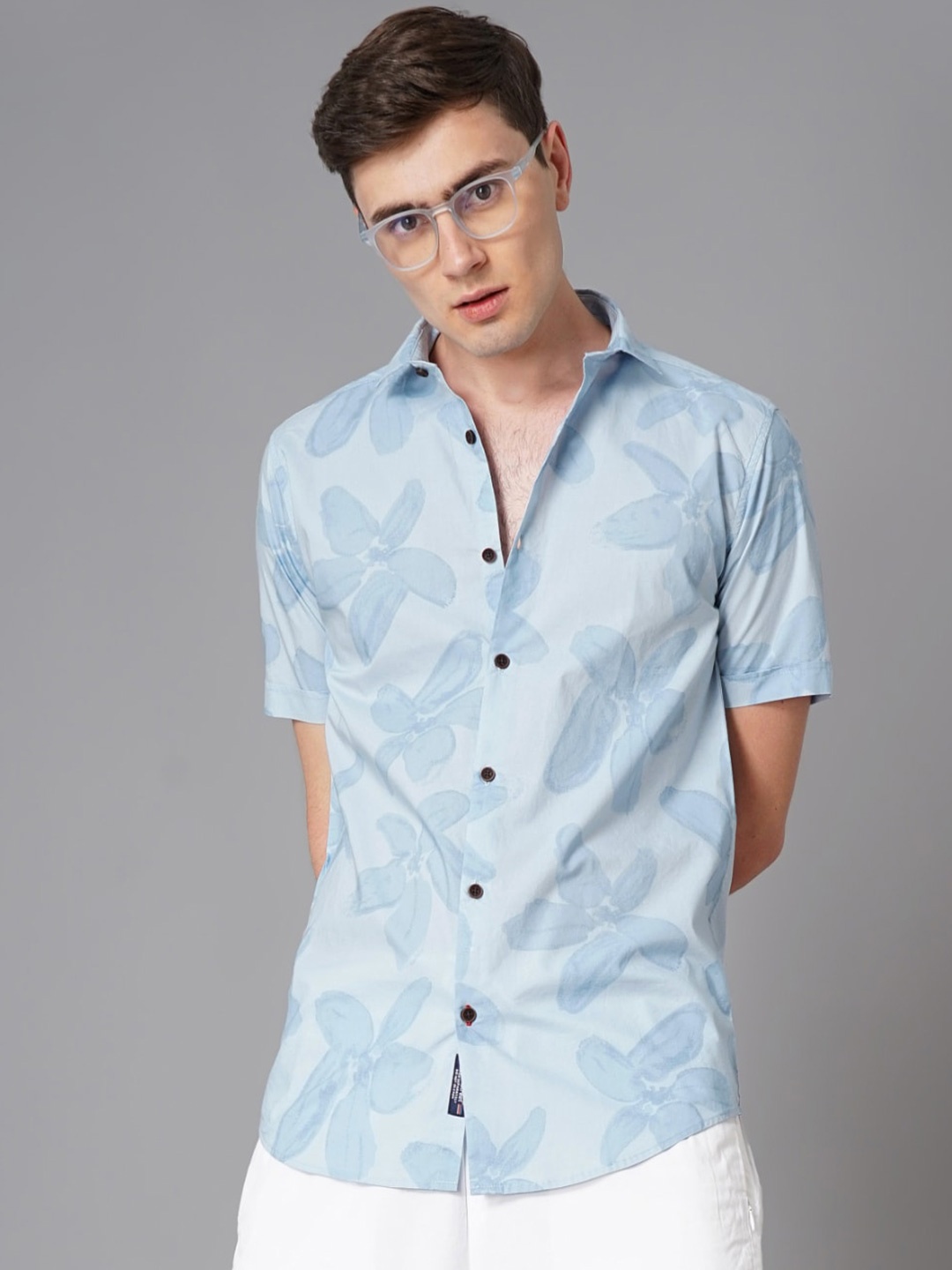 

PAUL STREET Men Standard Slim Fit Floral Printed Cotton Casual Shirt, Blue