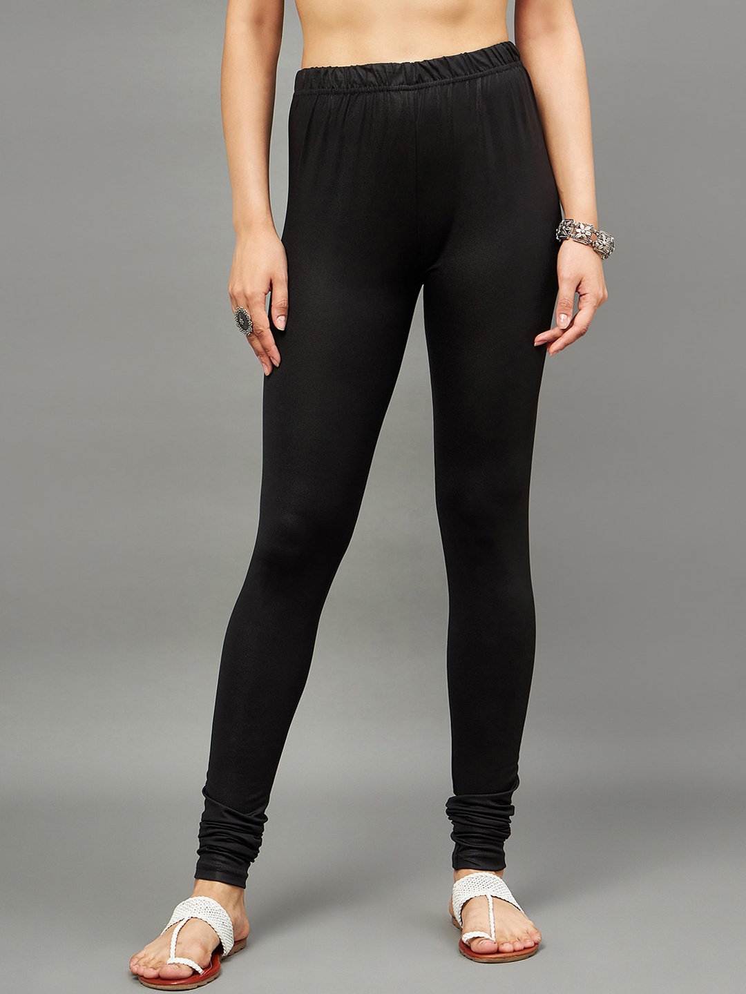 

THE PAJAMA FACTORY Women Churidar Length Leggings, Black