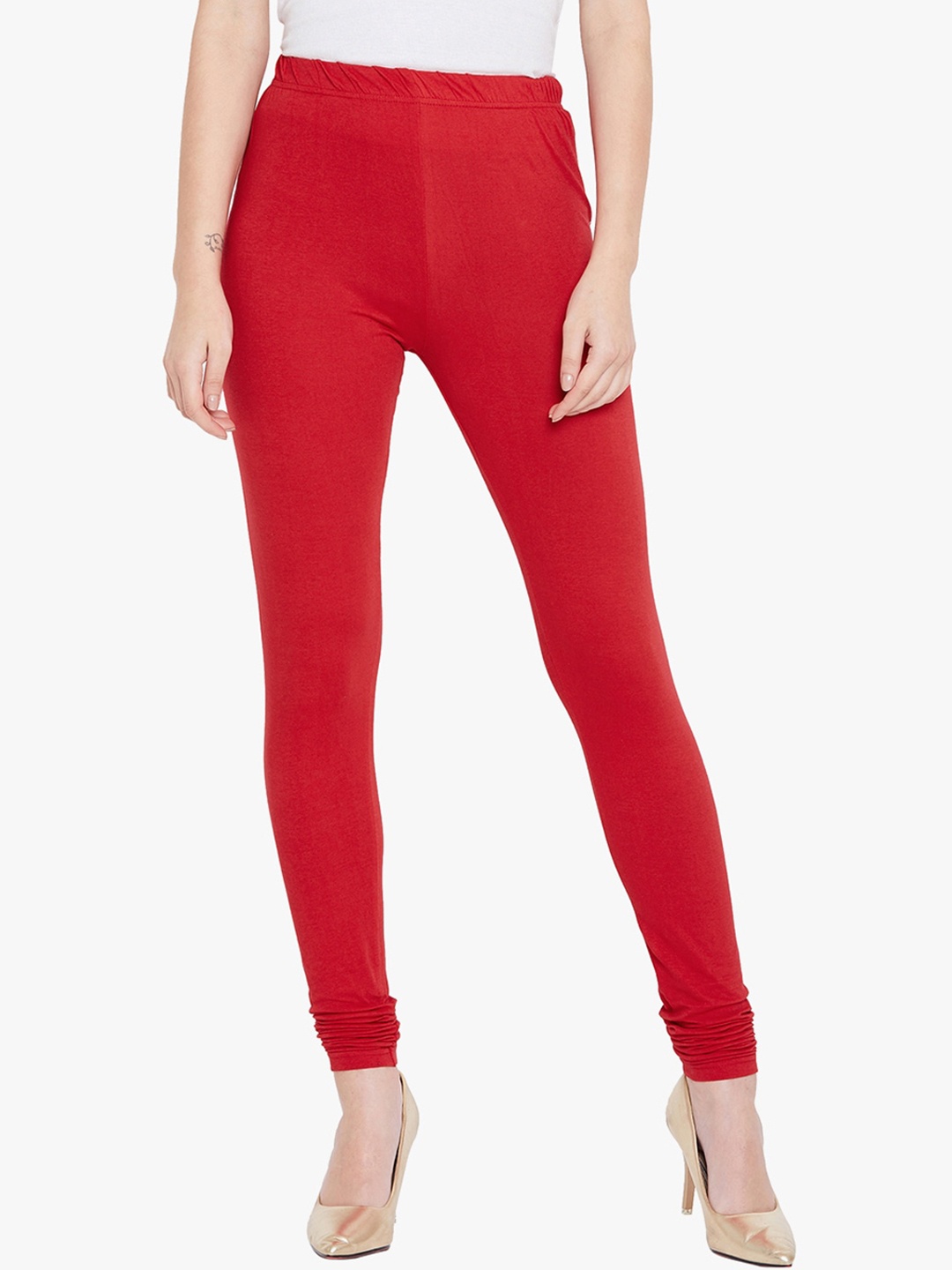 

THE PAJAMA FACTORY Churidar Length Cotton Leggings, Red