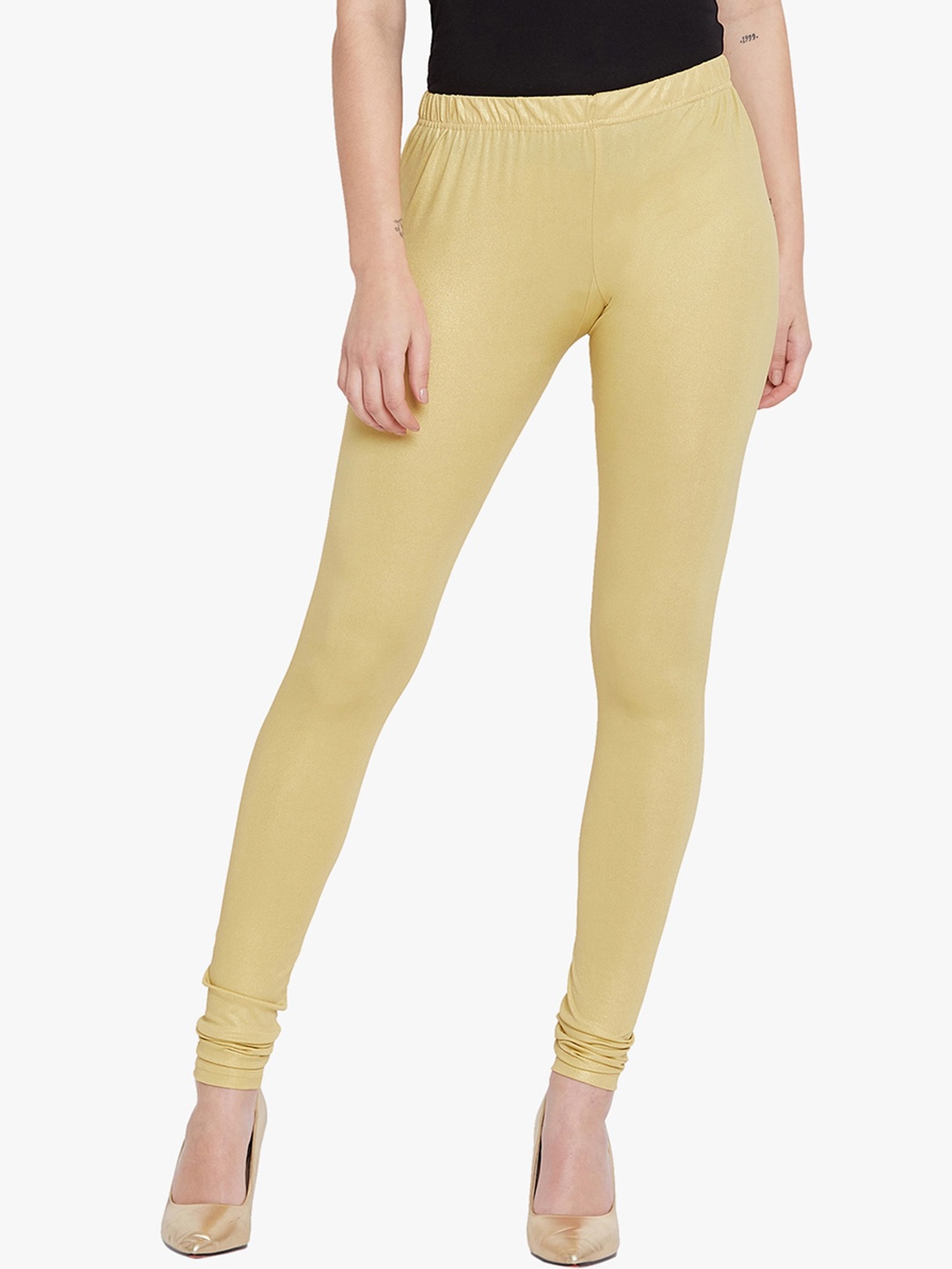 

THE PAJAMA FACTORY Simmer Churidar Length Leggings, Gold