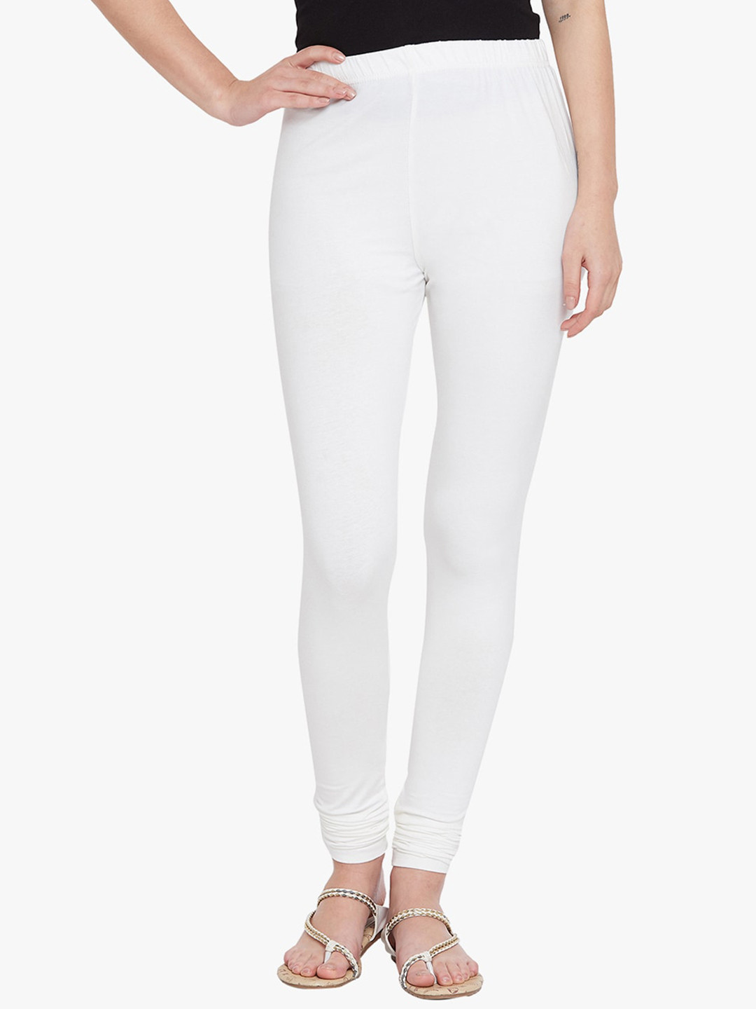 

THE PAJAMA FACTORY Cotton Churidar Length Leggings, White