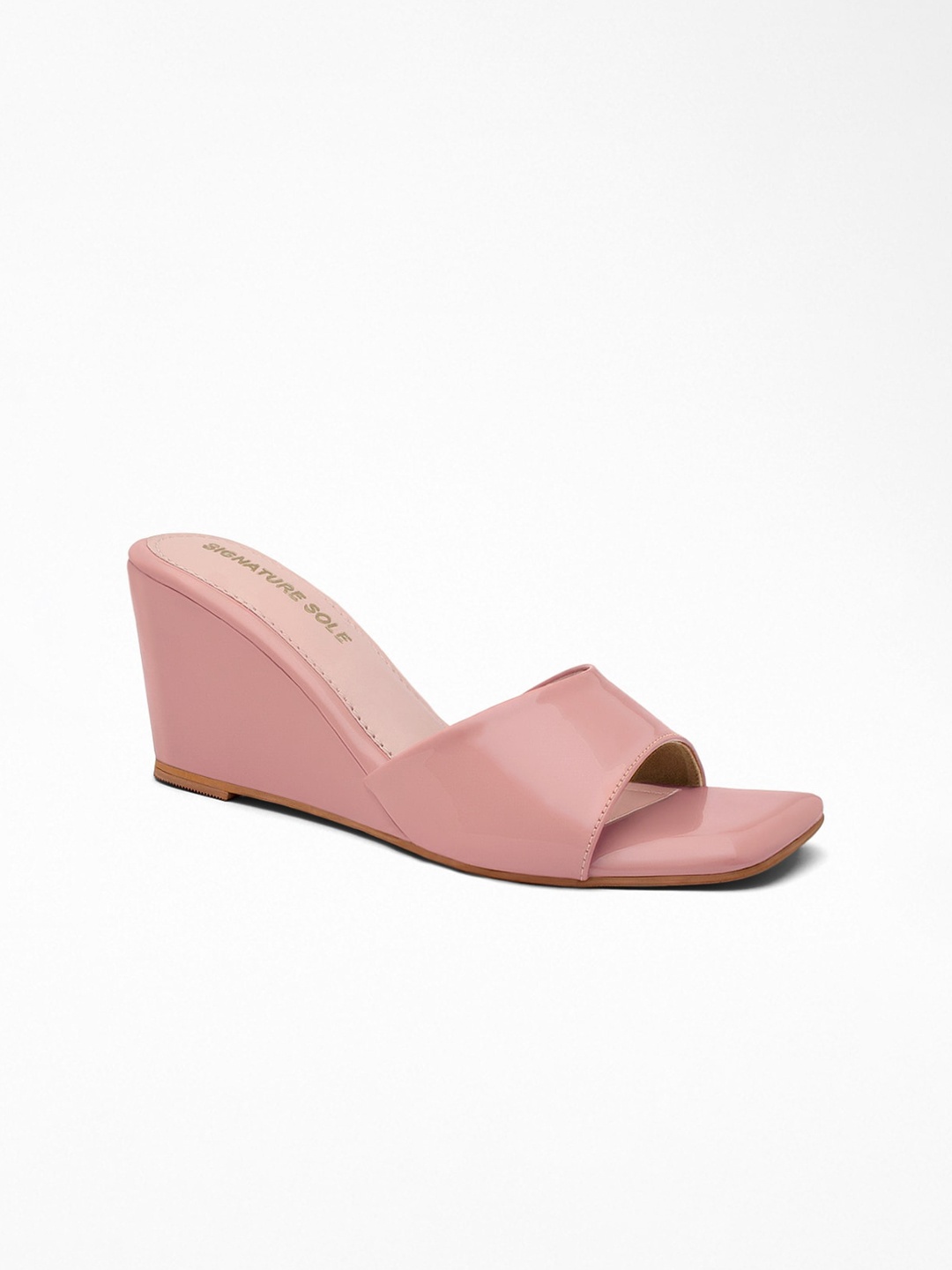 

Signature Sole Open Toe Wedge Heels, Nude