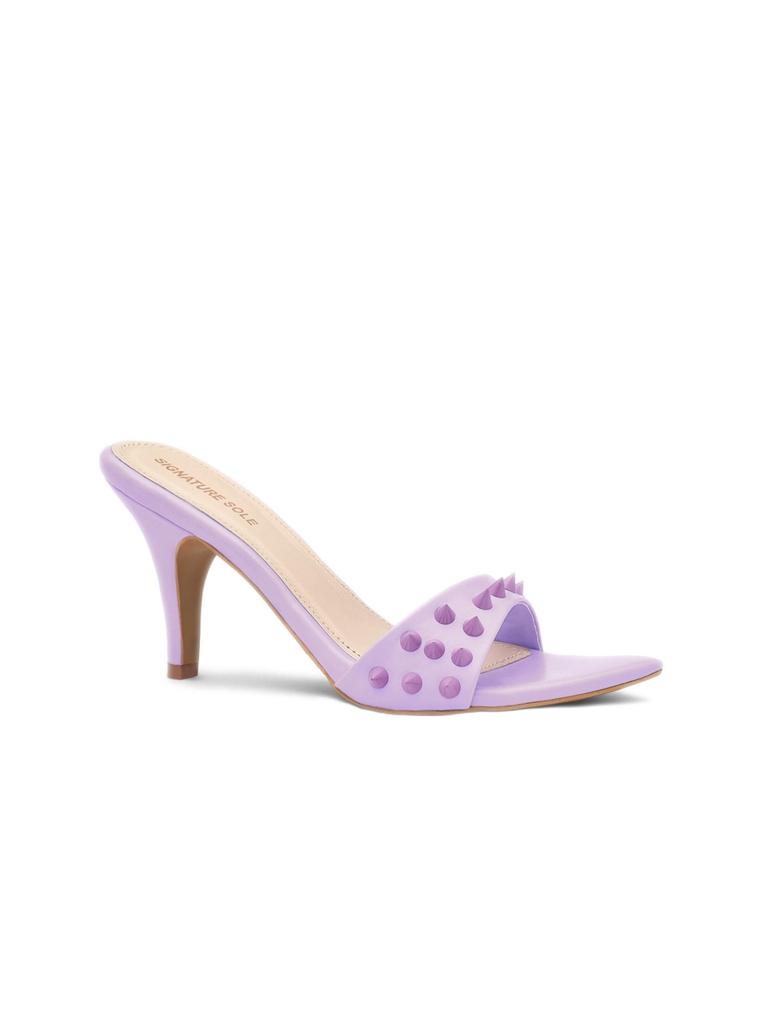 

Signature Sole Studded Slim Heels, Lavender