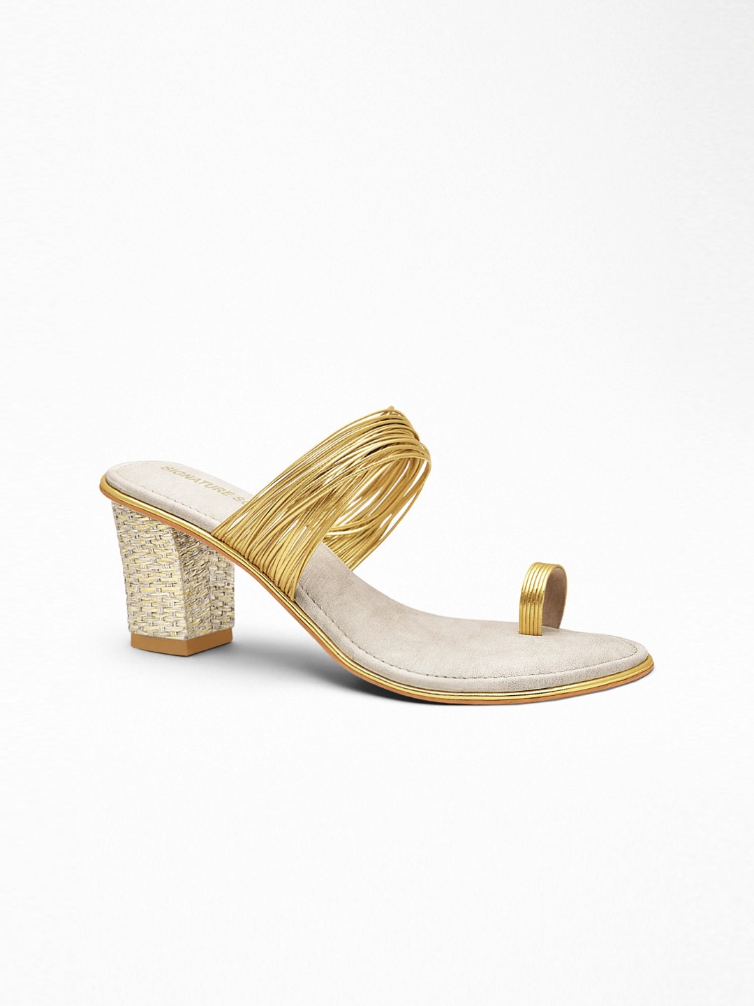 

Signature Sole Embellished Party Block Heels, Gold
