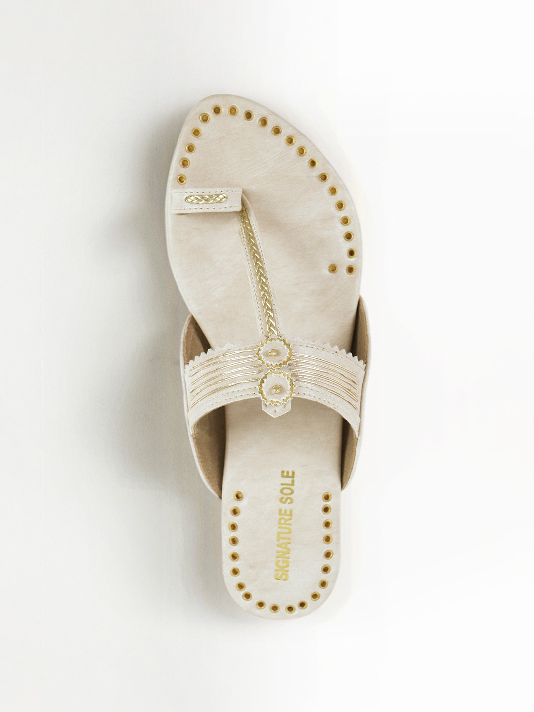 

Signature Sole Striped One Toe Flats, Off white