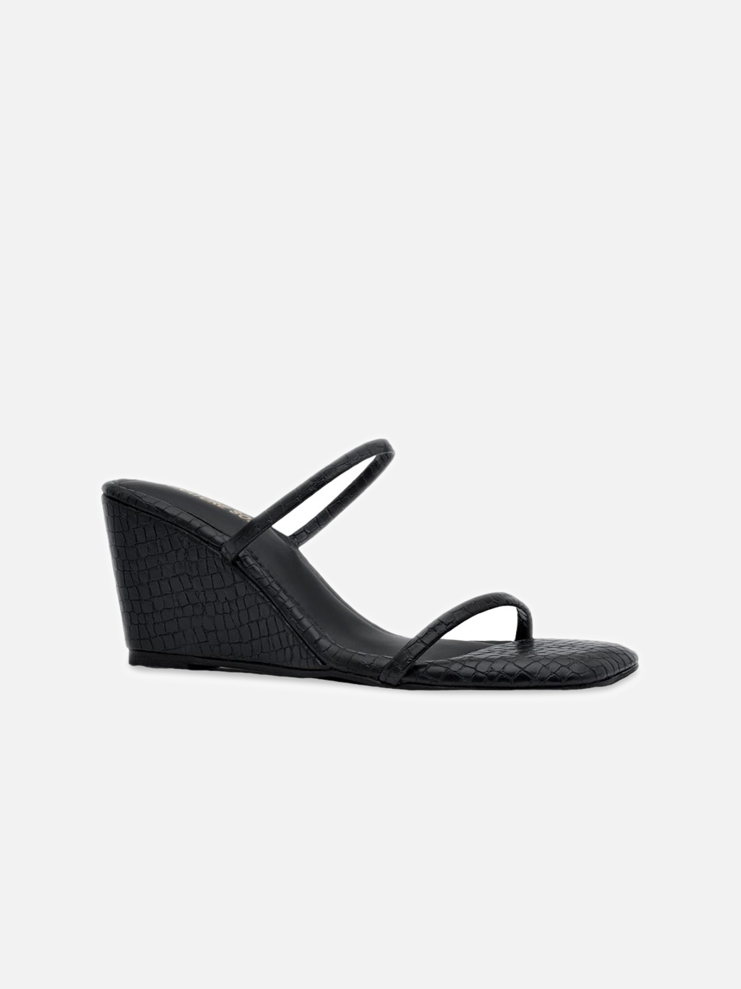 

Signature Sole Textured Two Strap Wedges, Black