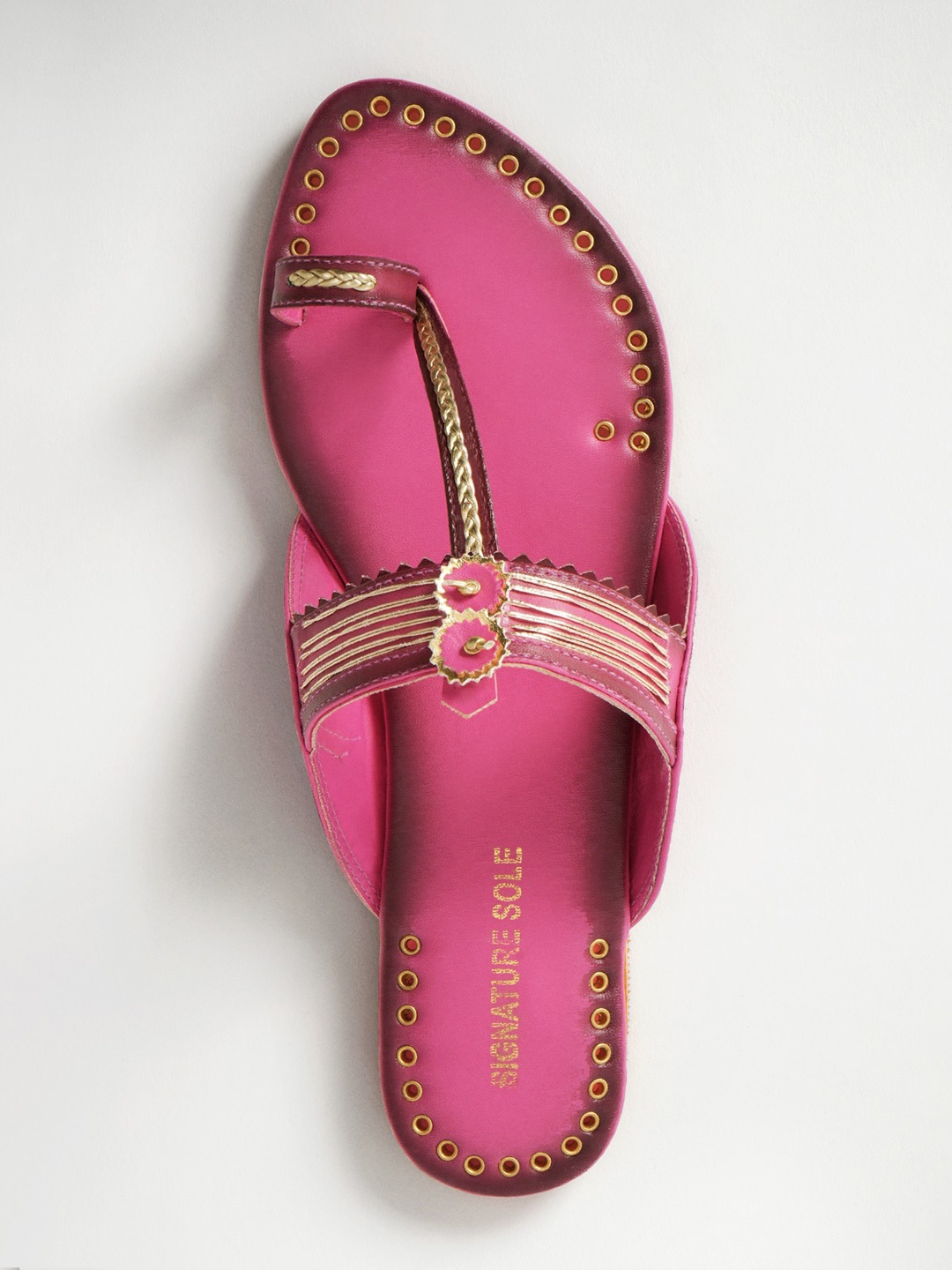 

Signature Sole Ethnic Braided One Toe Flats, Pink