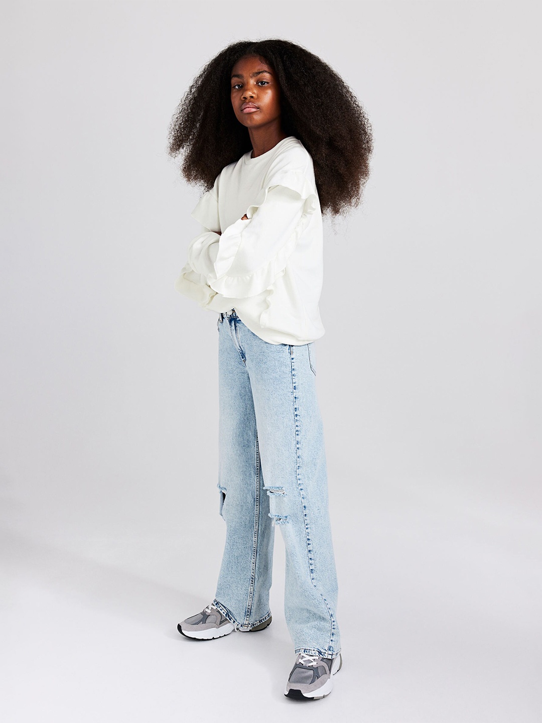 

H&M Round Neck Sweatshirt, White