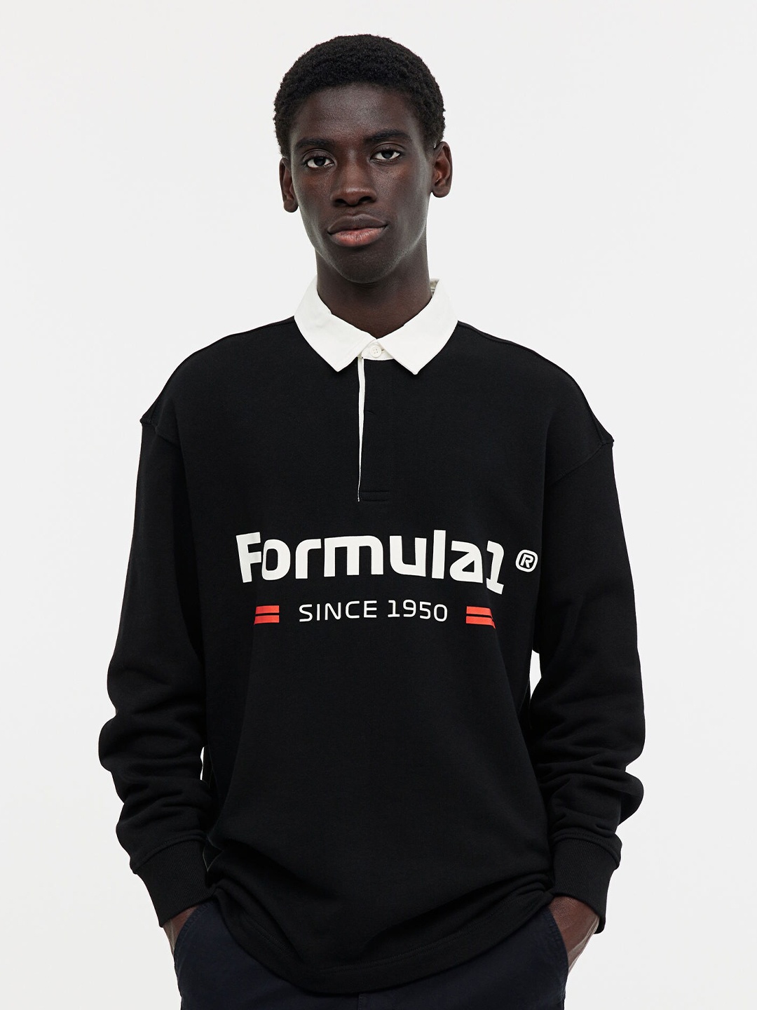 

H&M Relaxed Fit Printed Polo Shirt, Black