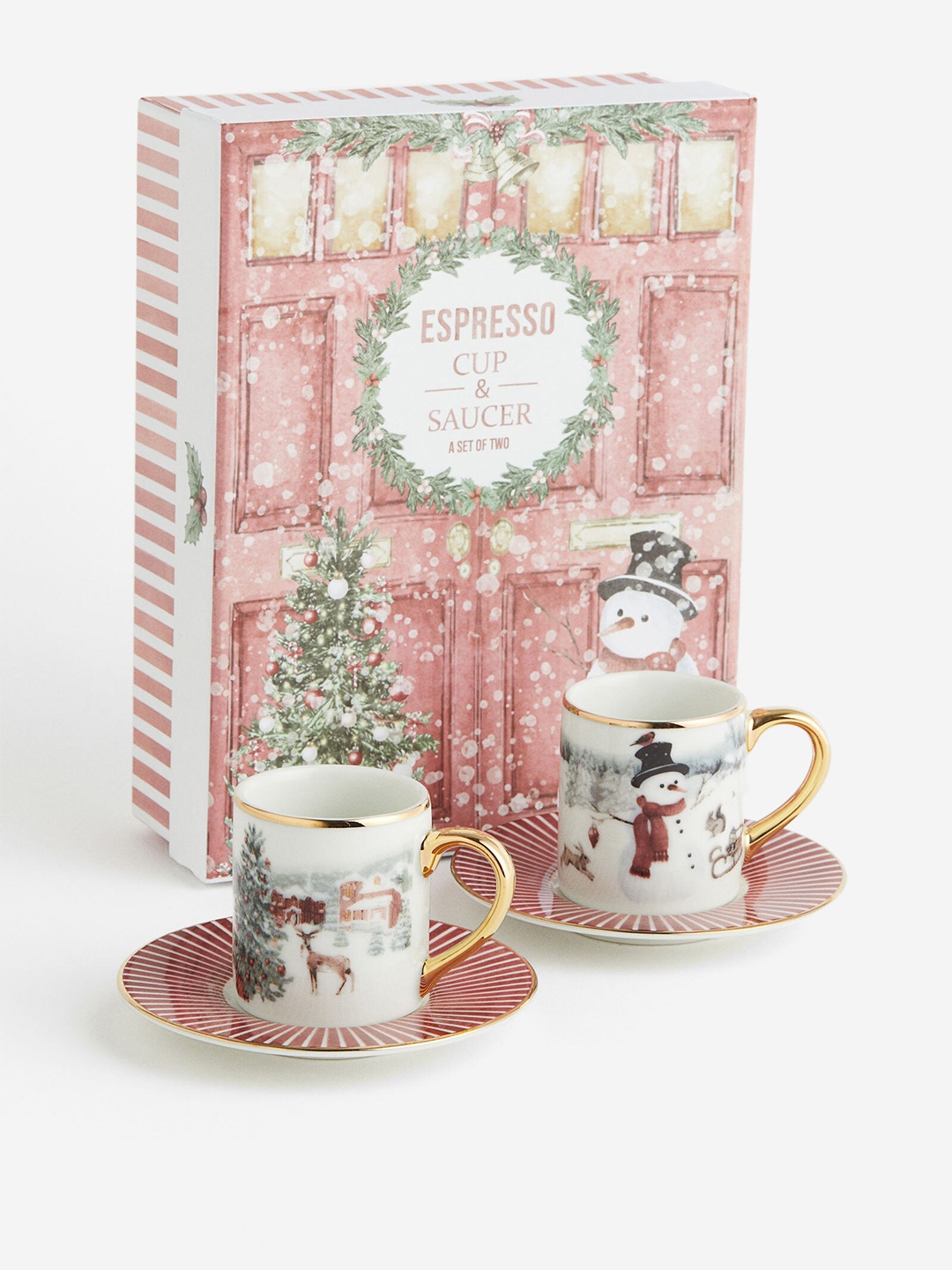

H&M 2-Pack White & Red Espresso Cups & Saucers