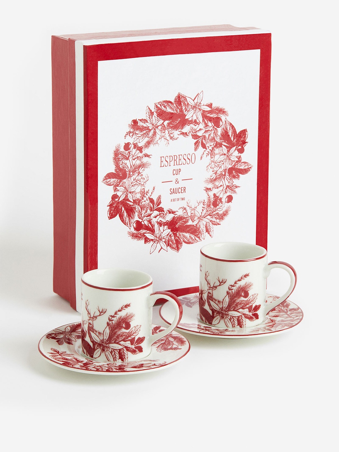 

H&M 2-Pack White & Red Espresso Cups & Saucers