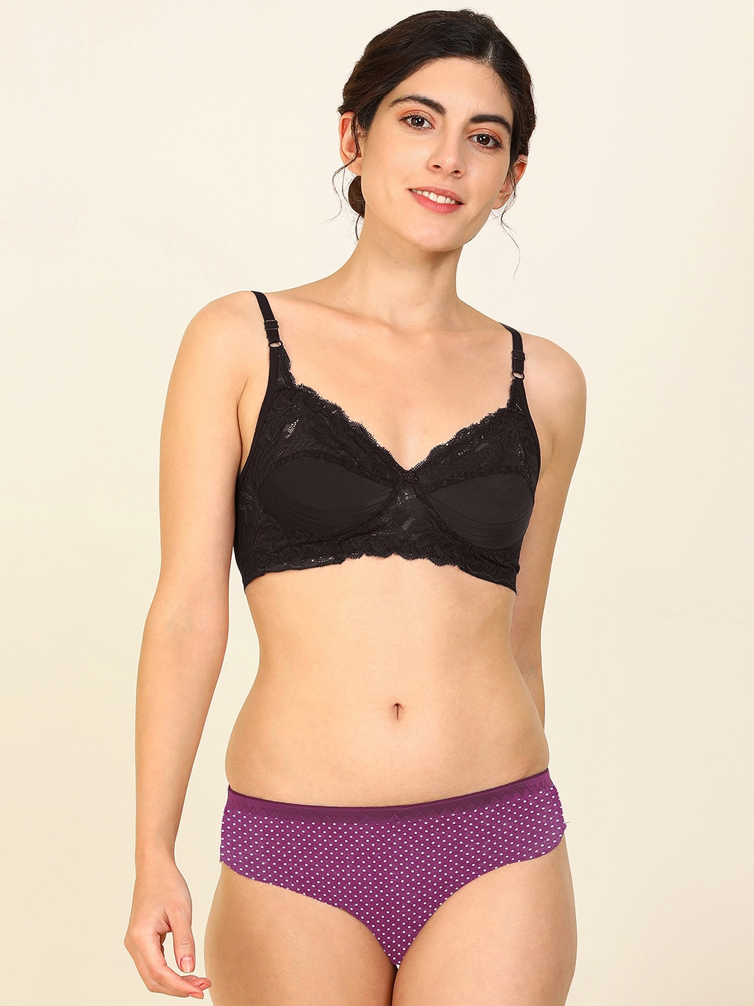 

Aamarsh Printed Cotton Lingerie Set, Purple