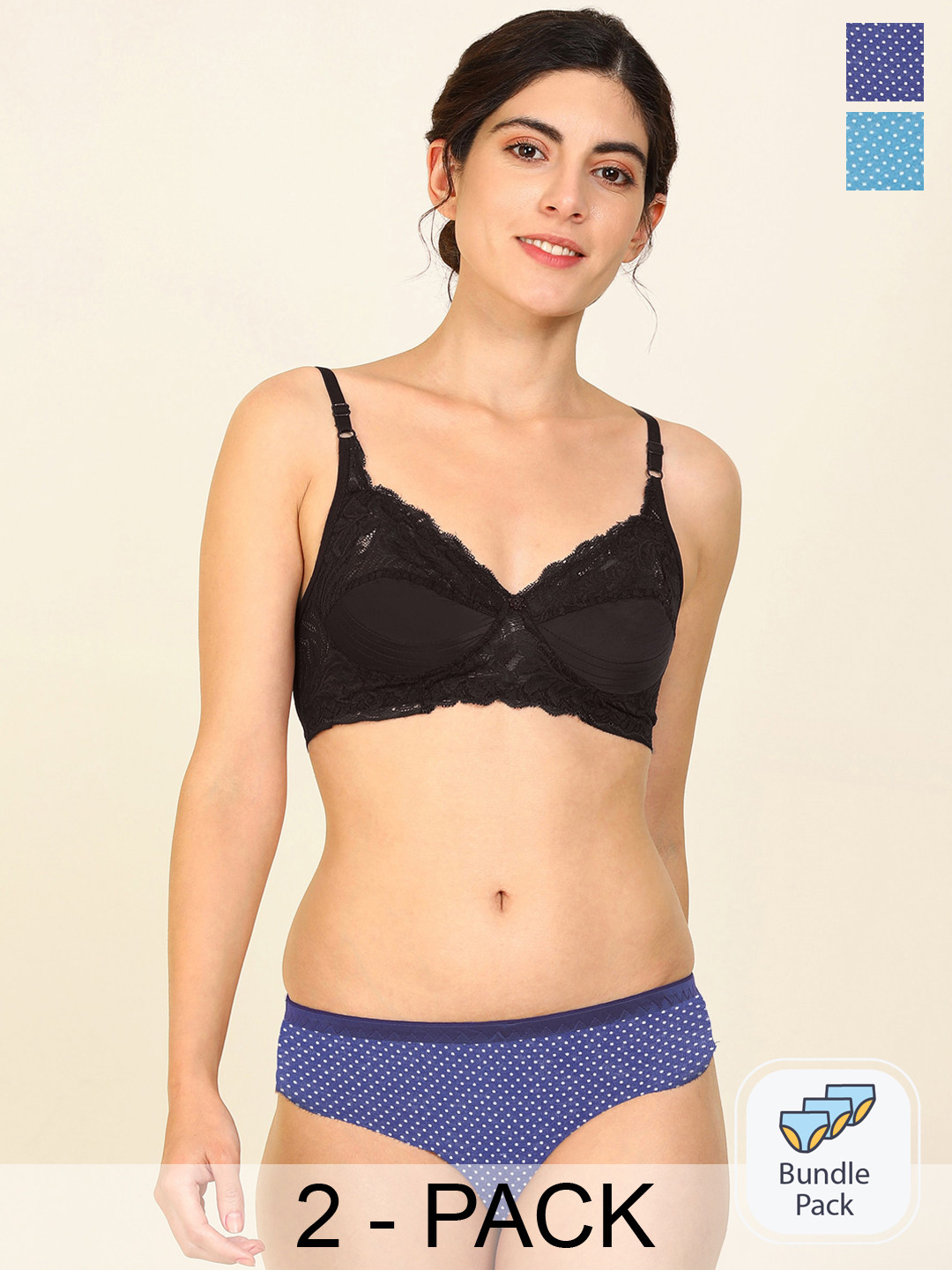 

Aamarsh Pack of 2 Cotton Lingerie Set, Black