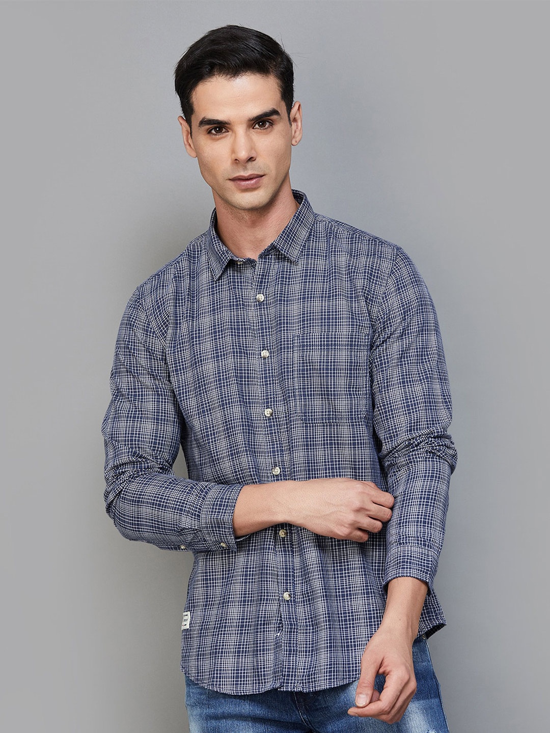 

Forca by Lifestyle Tartan Checks Checked Cotton Casual Shirt, Blue