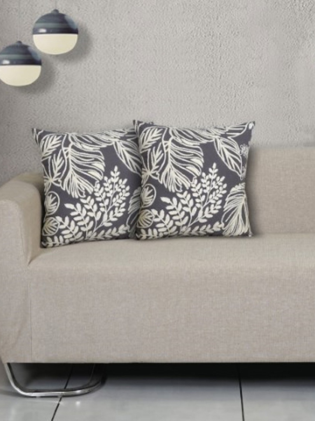 

Ode & Cleo Grey & White Embroidered Pure Cotton Square Cushion Cover
