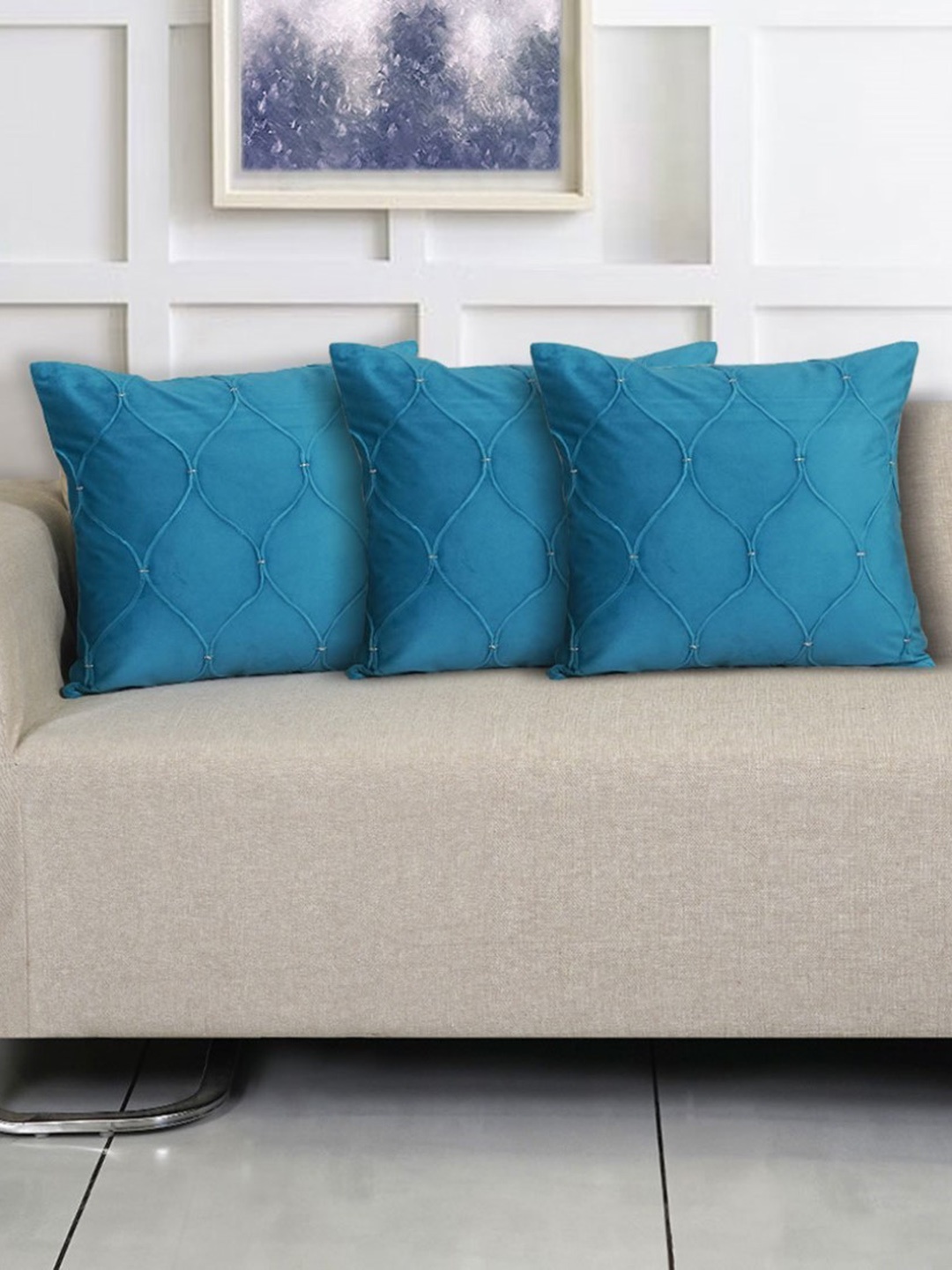 

Ode & Cleo Teal Embroidered Square Cushion Covers