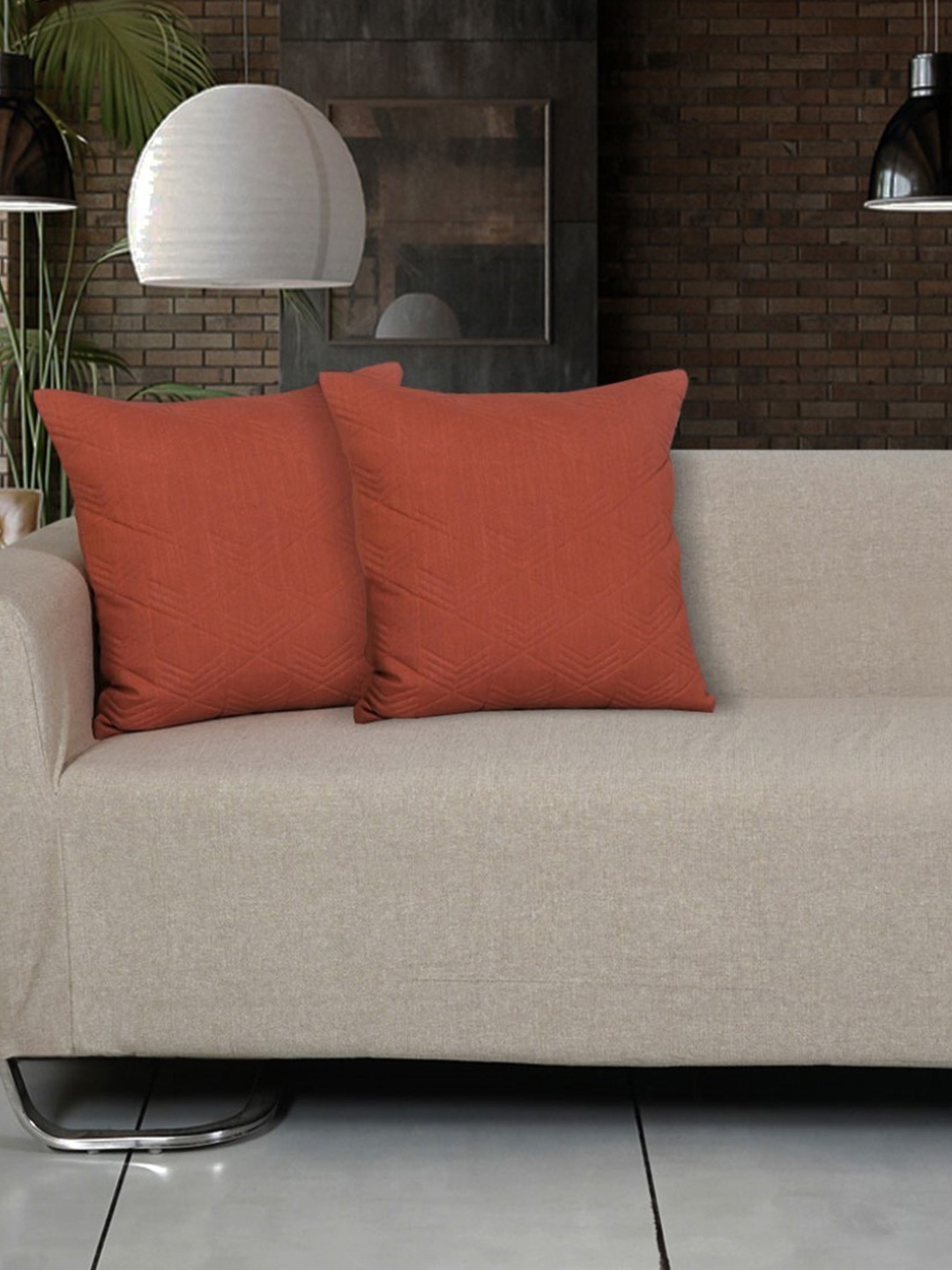

Ode & Cleo Rust-Colored Embroidered Cushion Cover