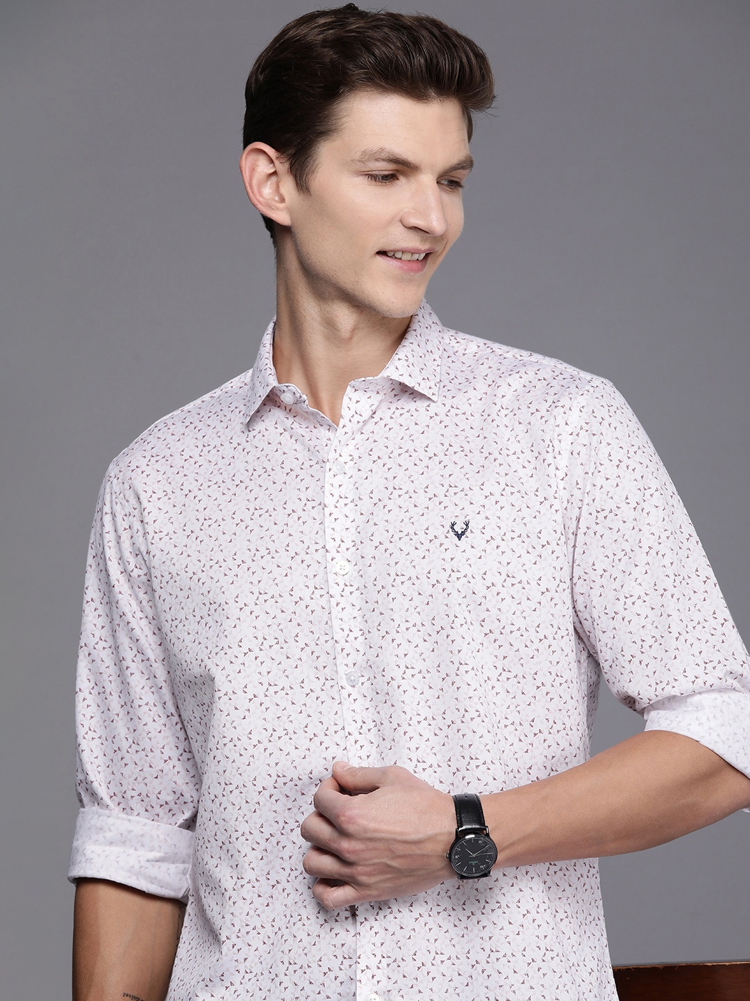 

Allen Solly Pure Cotton Geometric Printed Classic Slim Fit Casual Shirt, White