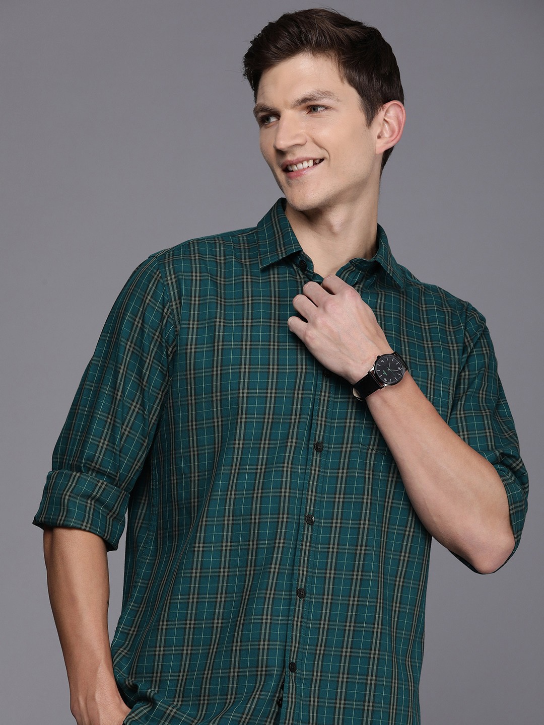 

Allen Solly Pure Cotton Sport Checked Casual Shirt, Green