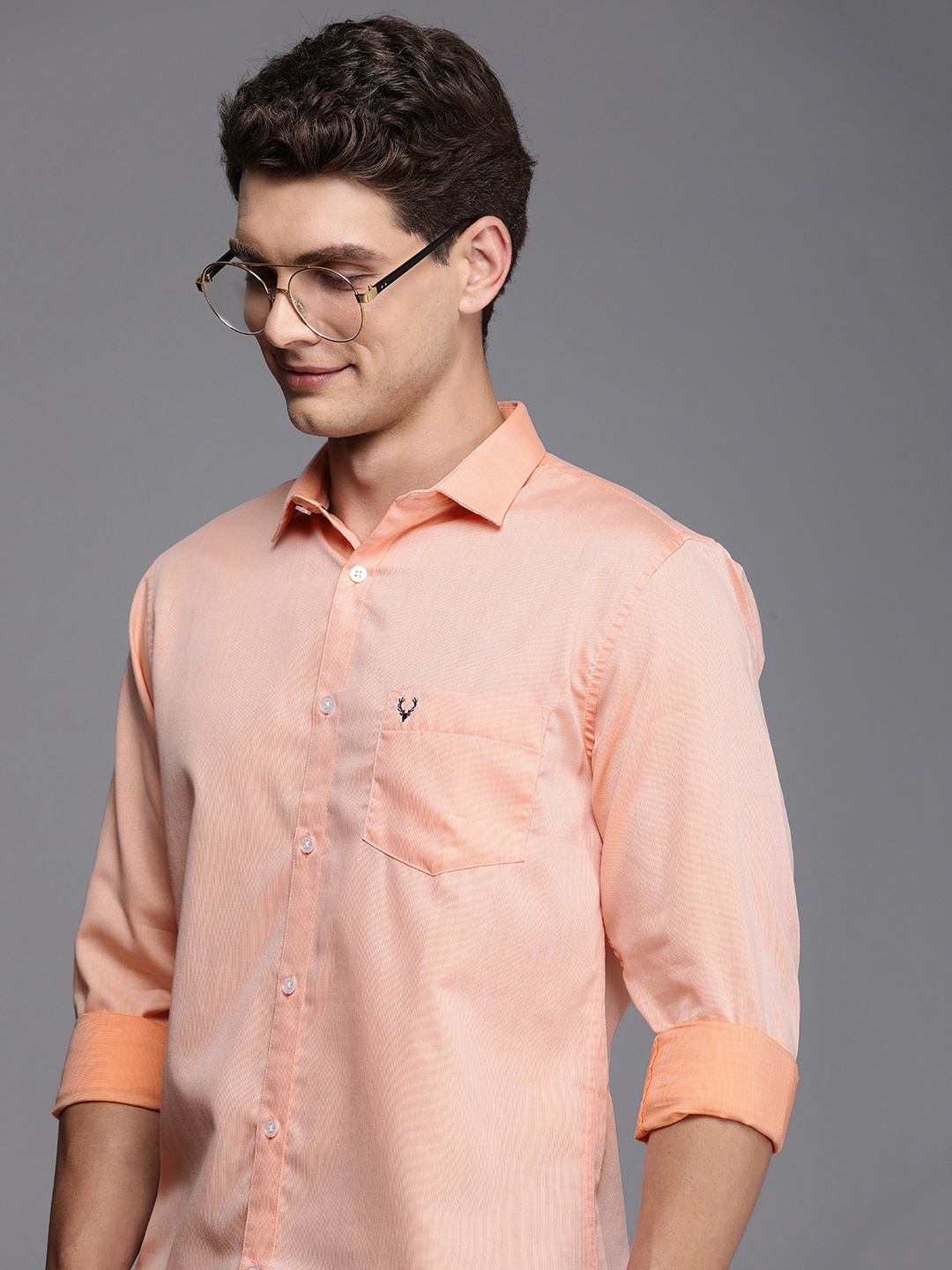 

Allen Solly Men Pure Cotton Casual Shirt, Peach