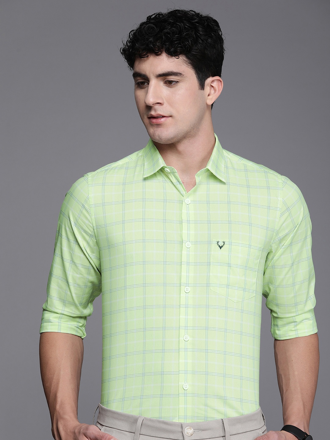 

Allen Solly Modern Fit Checked Semiformal Shirt, Green