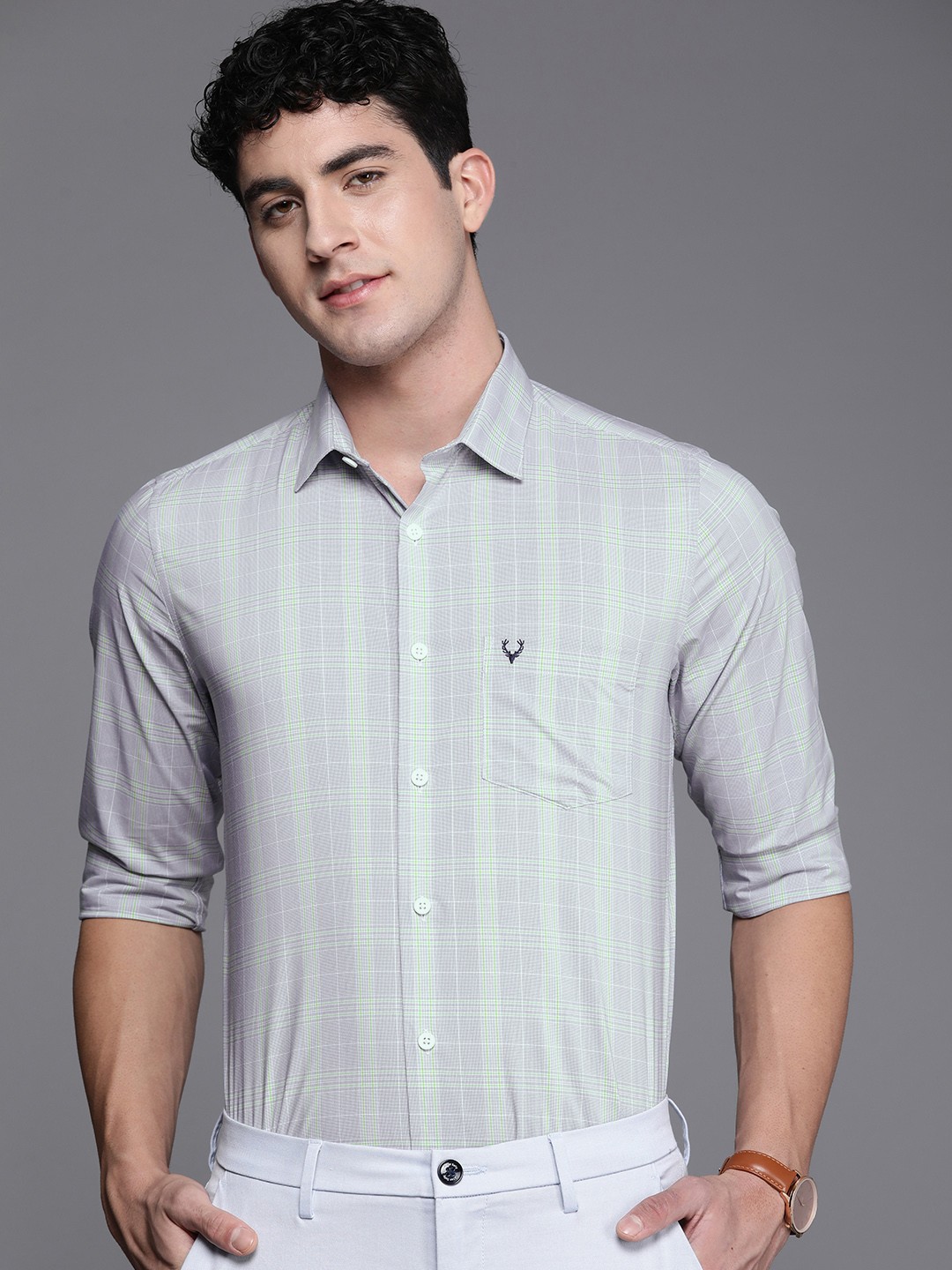 

Allen Solly Modern Checked Semiformal Shirt, Grey
