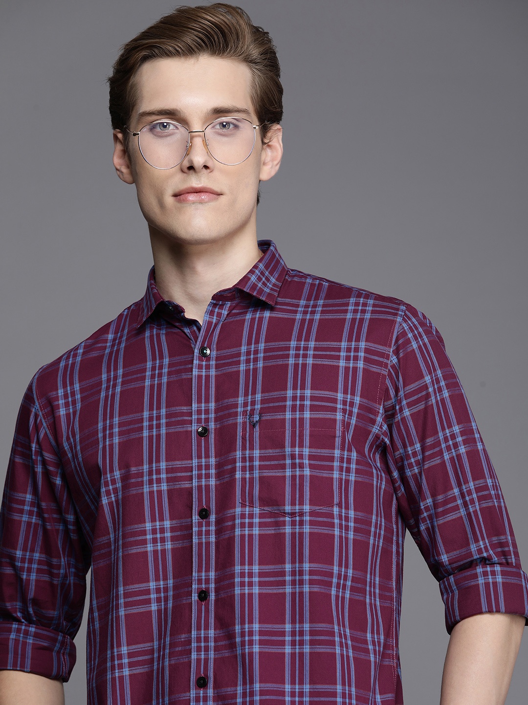 

Allen Solly Pure Cotton Maroon Opaque Checked Casual Shirt