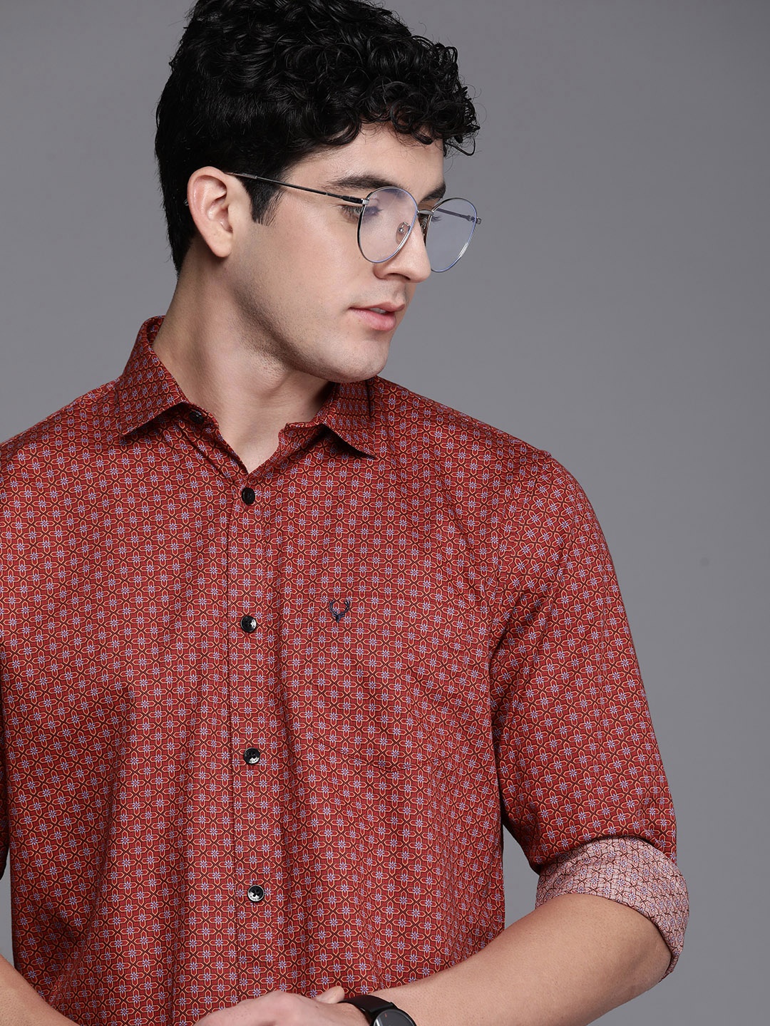 

Allen Solly Pure Cotton Sport Floral Opaque Printed Casual Shirt, Brown