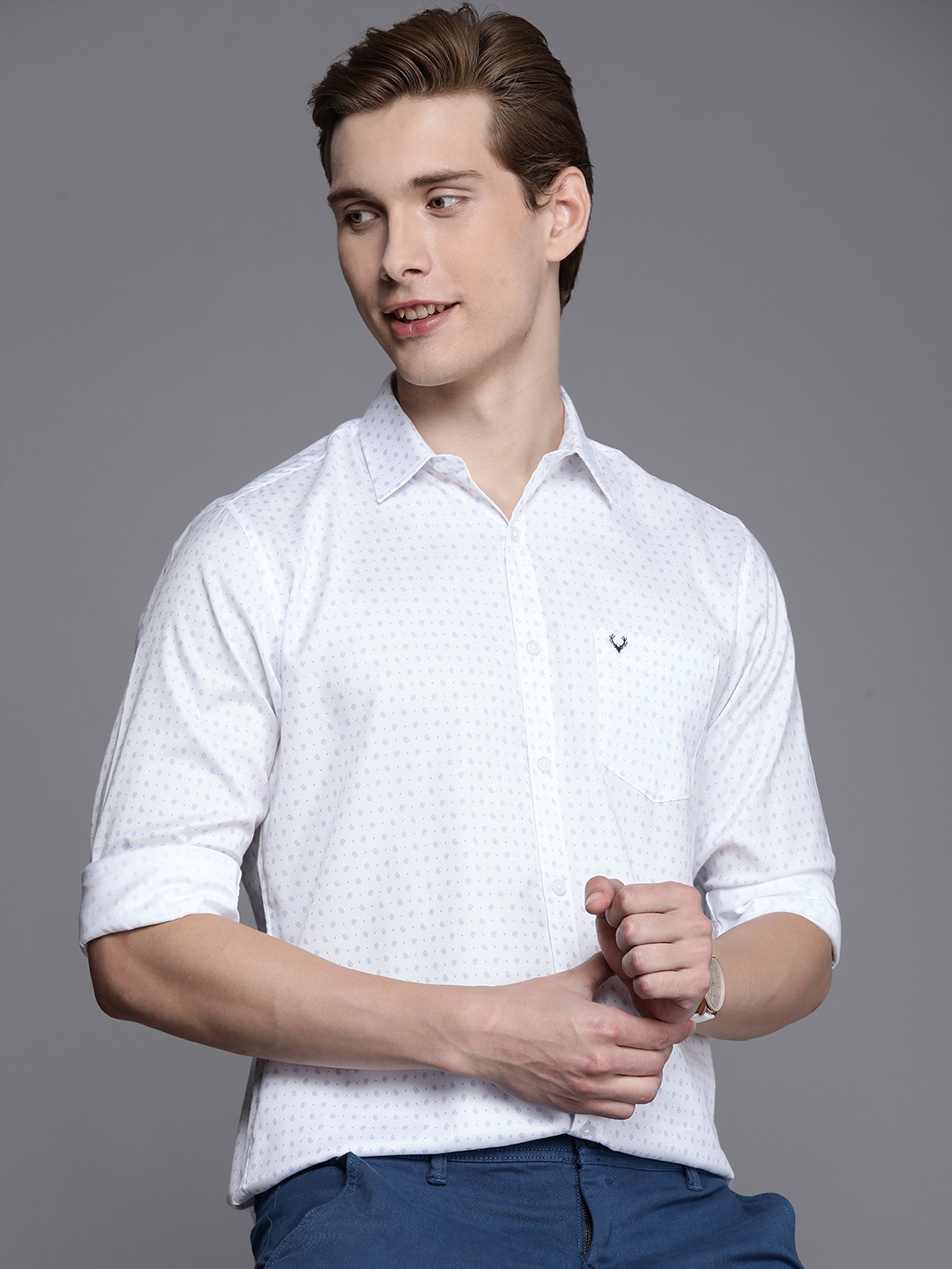 

Allen Solly Pure Cotton Sport Opaque Printed Casual Shirt, White