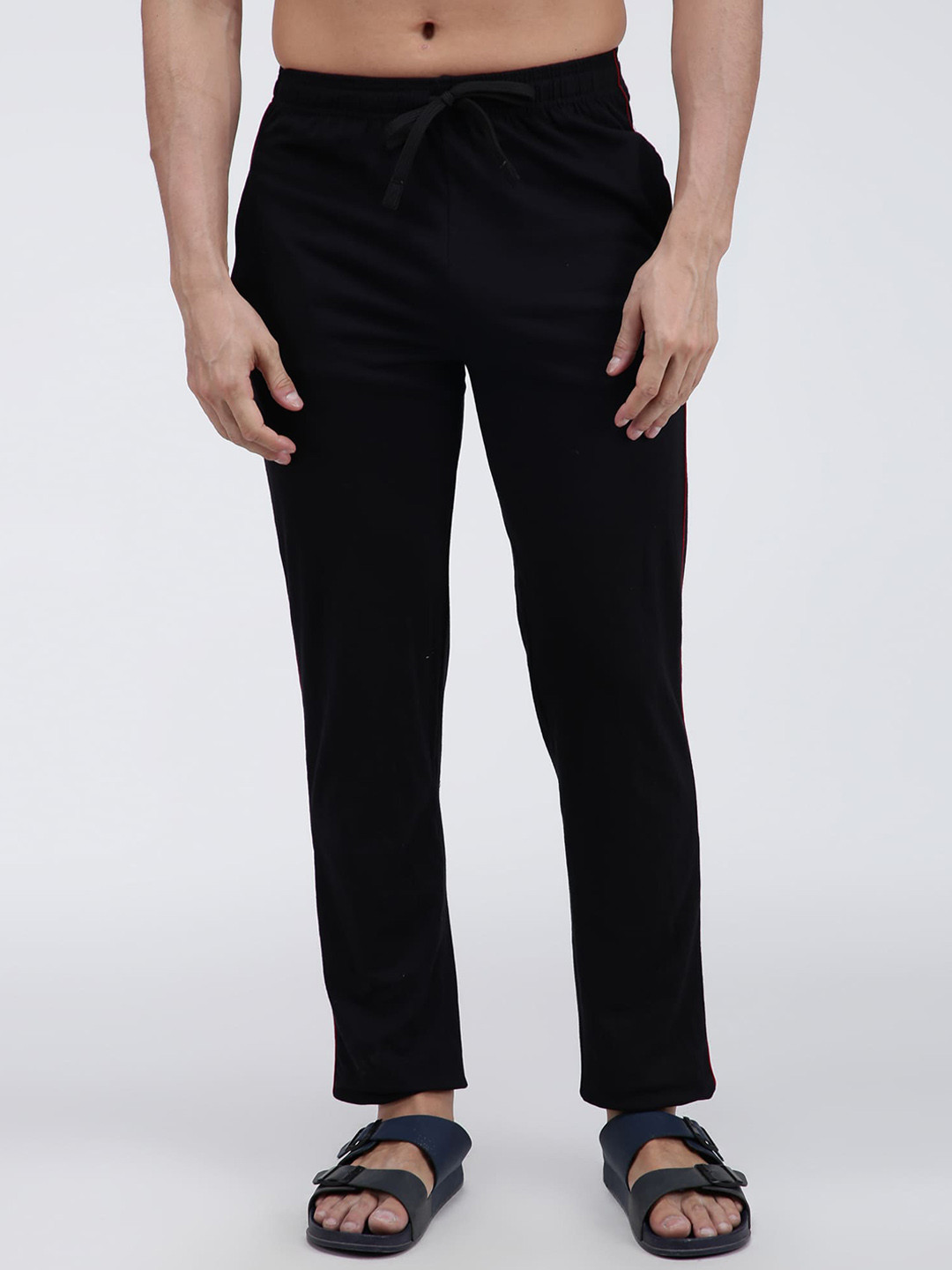 

AMUL COMFY Men Mid-Rise Cotton Lounge Pants, Black