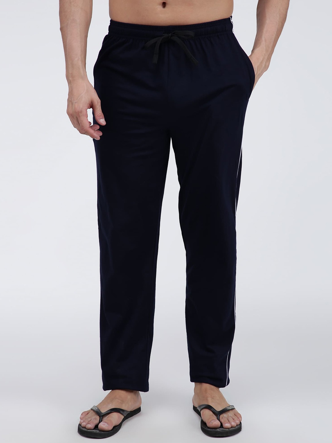 

AMUL COMFY Men Mid-Rise Stretchable Cotton Lounge Pants, Navy blue