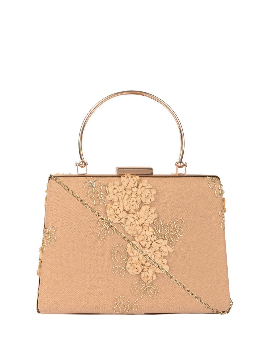 

HORRA Embellished Fabric Box Clutch, Gold