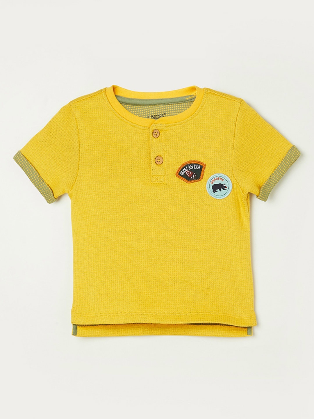 

Juniors by Lifestyle Infants Boys Henley Neck Pure Cotton T-shirt, Mustard