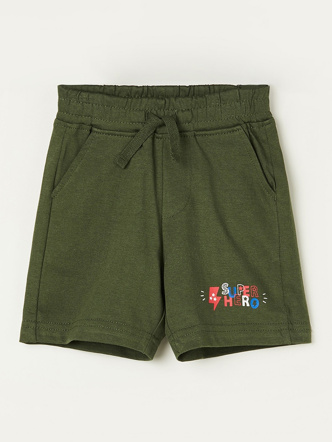 

Juniors by Lifestyle Boys Mid-Rise Pure Cotton Shorts, Olive