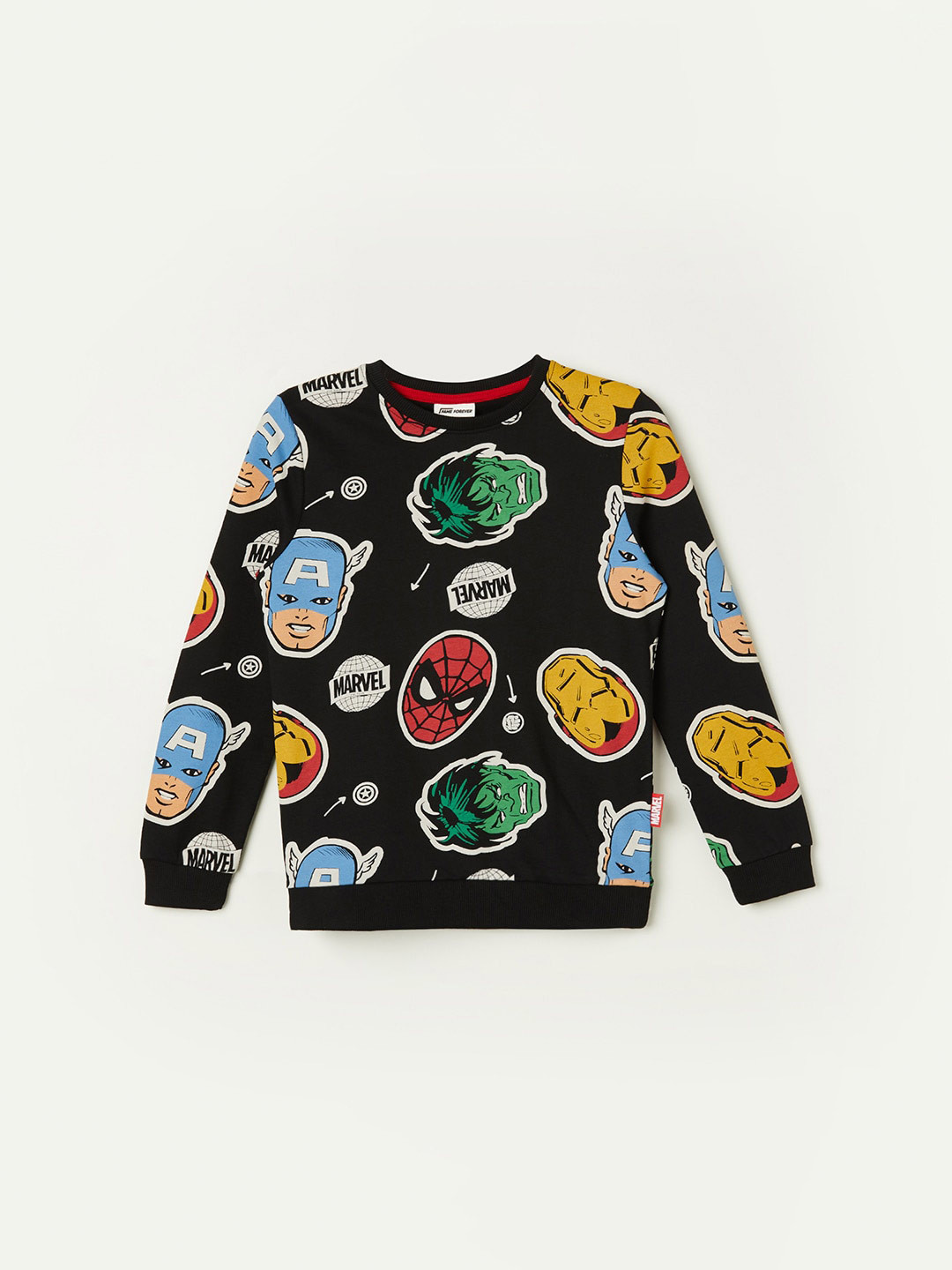 

Fame Forever by Lifestyle Boys Marvel Printed Pure Cotton Sweatshirt, Black