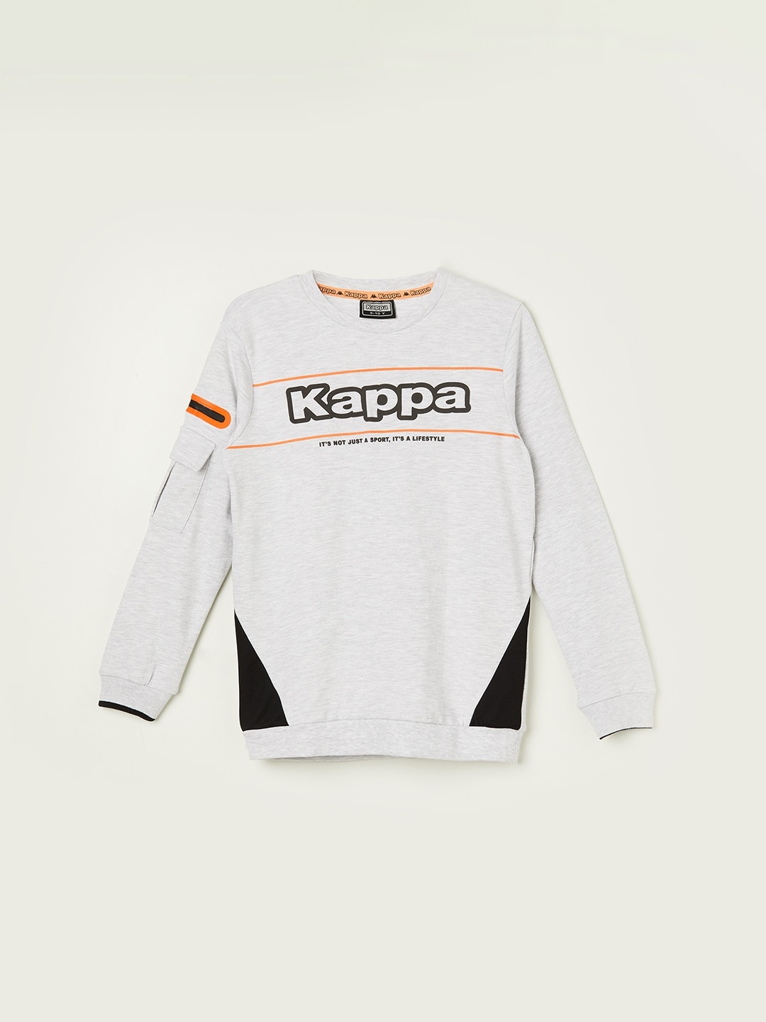 

Kappa Boys Typography Printed Pullover Sweatshirt, Grey melange