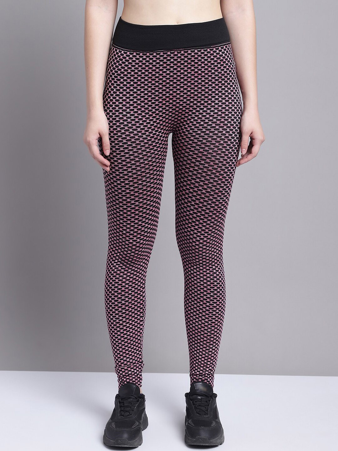 

GRACIT Women Printed Ankle Length Sweat Wicking Tights, Pink