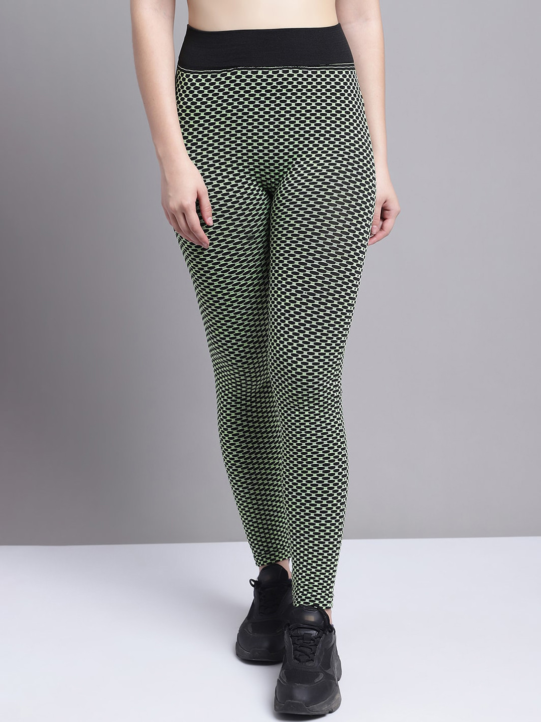 

GRACIT Women Printed Ankle Length Sweat Wicking Tights, Green