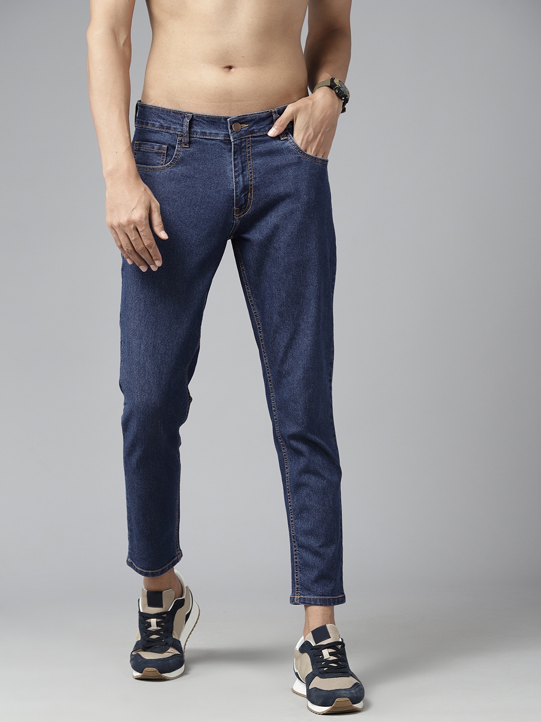

Roadster Men Tapered Fit Stretchable Jeans, Navy blue