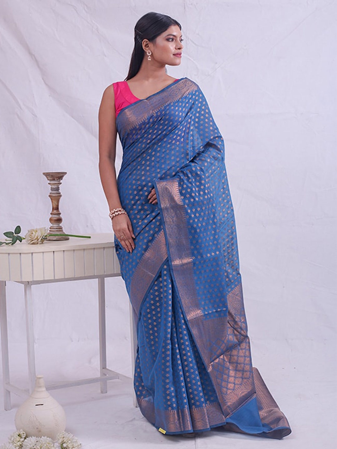 

AllSilks Woven Design Zari Saree, Blue