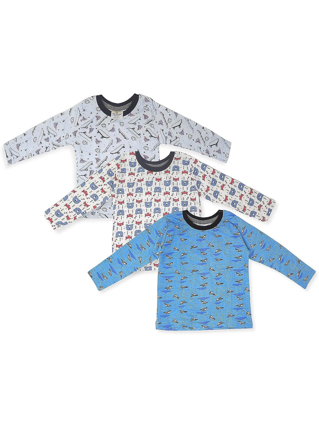 The Boo Boo Club Kids Pack Of 3 Printed Cotton T-shirts, Blue