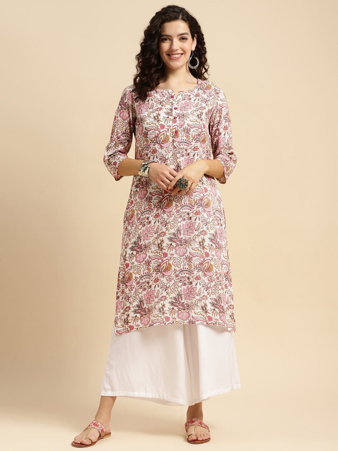 

Rangita Printed Straight Kurta, Pink