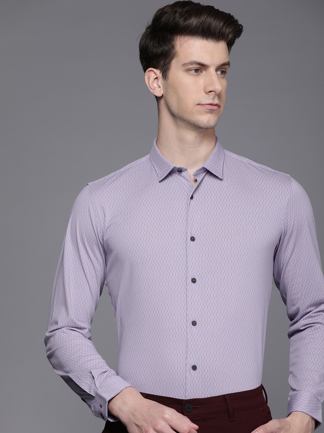 

Louis Philippe Ath.Work Super Slim Fit Printed Semiformal Shirt, Purple