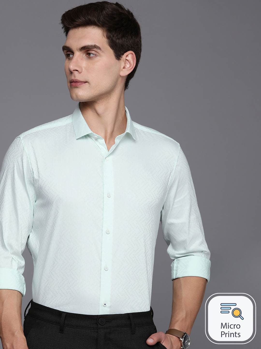 

Louis Philippe Ath.Work Super Slim Fit Cotton Semiformal Shirt, Sea green