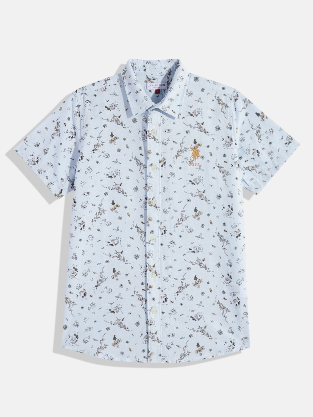 

U.S. Polo Assn. Kids Boys Printed Pure Cotton Casual Shirt, Blue