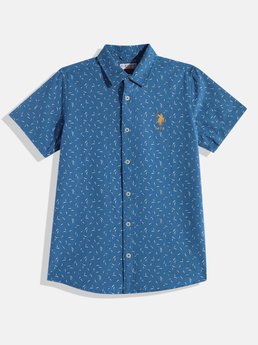 

U.S. Polo Assn. Kids Boys Printed Pure Cotton Casual Shirt, Blue
