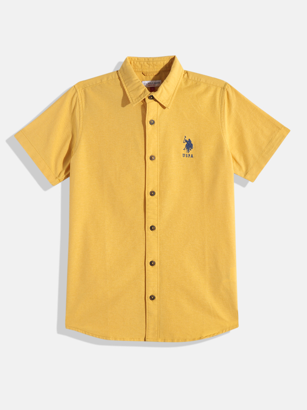 

U.S. Polo Assn. Kids Boys Solid Pure Cotton Casual Shirt, Yellow
